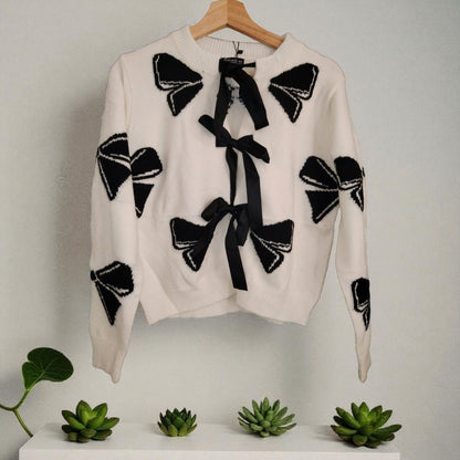 Casaquinho de Malha com Laço de Cetim - 3 Cores Disponíveis