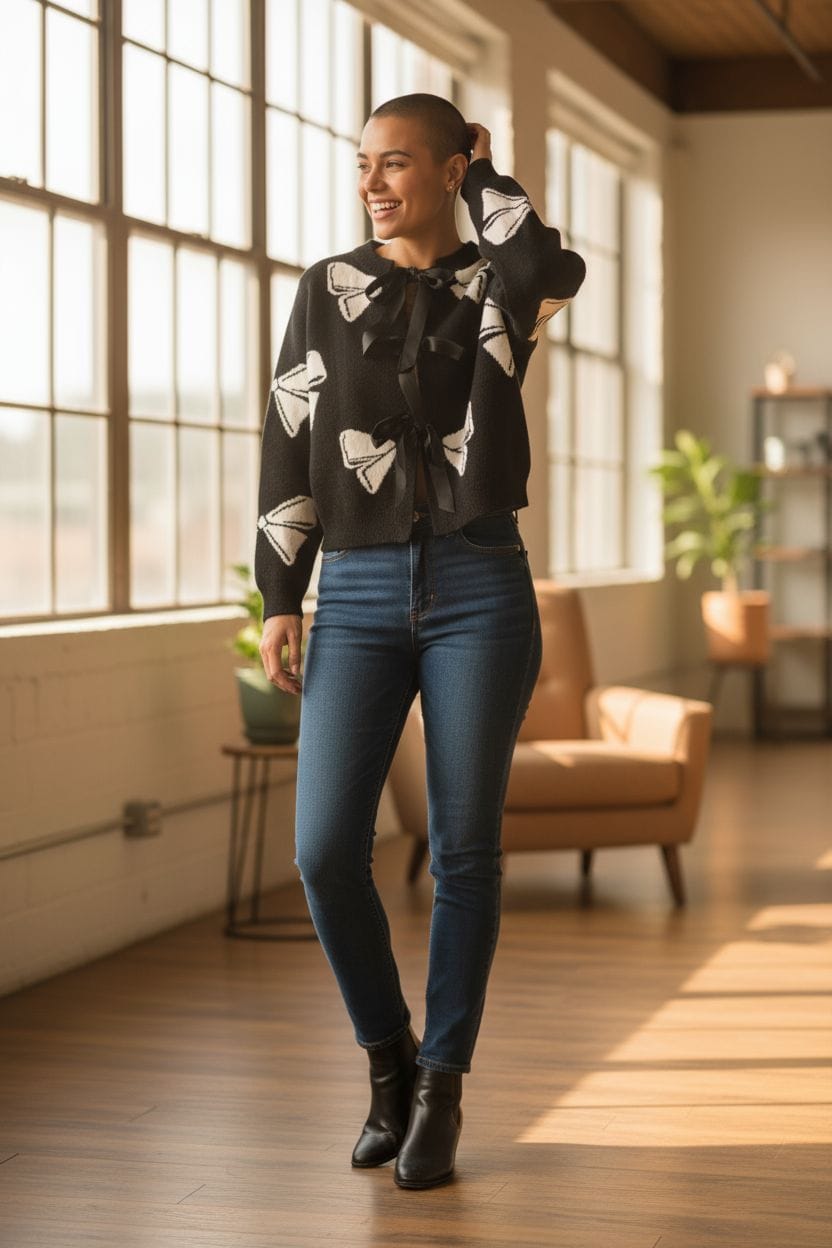 Casaquinho de Malha com Laço de Cetim - 3 Cores Disponíveis