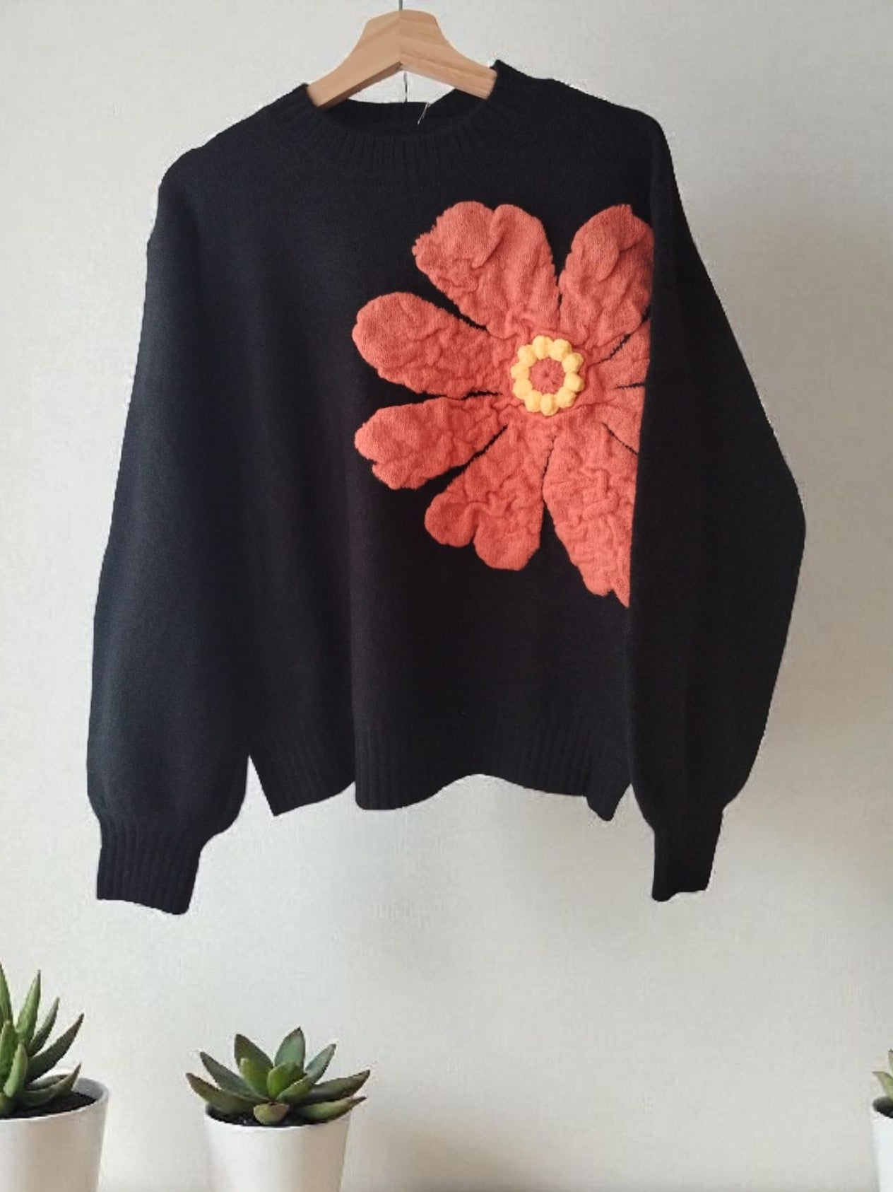 Camisola de Malha Padrão Flor - 3 Cores Disponíveis