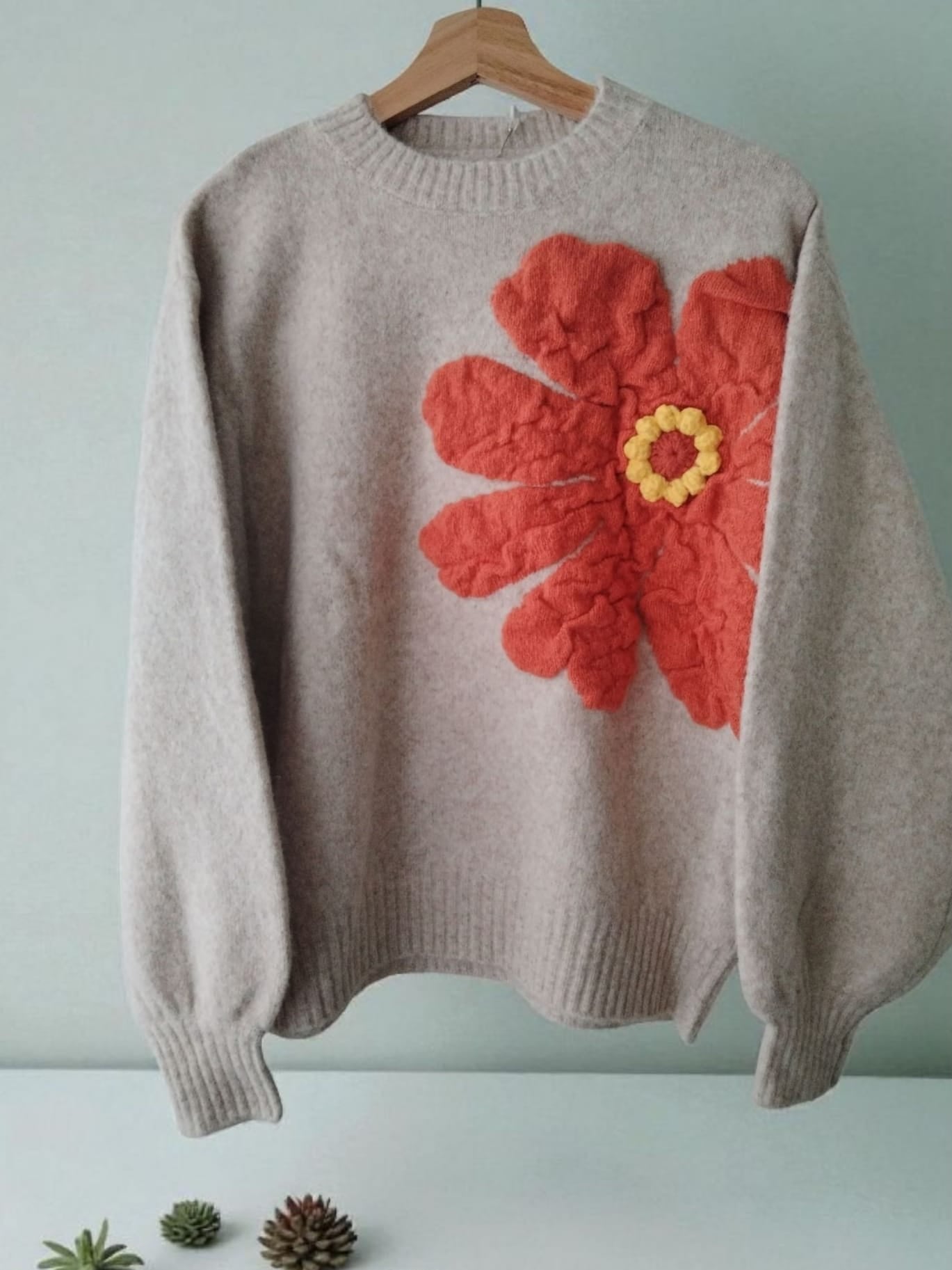 Camisola de Malha Padrão Flor - 3 Cores Disponíveis