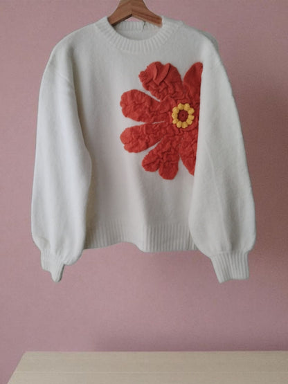 Camisola de Malha Padrão Flor - 3 Cores Disponíveis