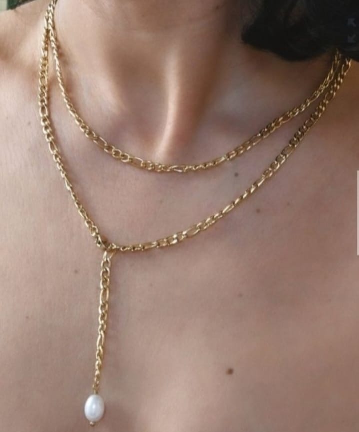 Colar de Malha Longa com Pérola