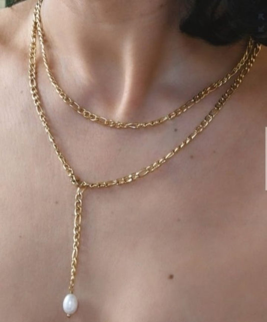 Colar de Malha Longa com Pérola