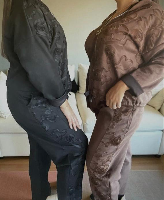 Conjunto Calça e Casaco Pele de Pêssego - Disponível em Preto e Castanho