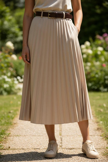 Saia Comprida de Pregas - 3 Cores Disponíveis