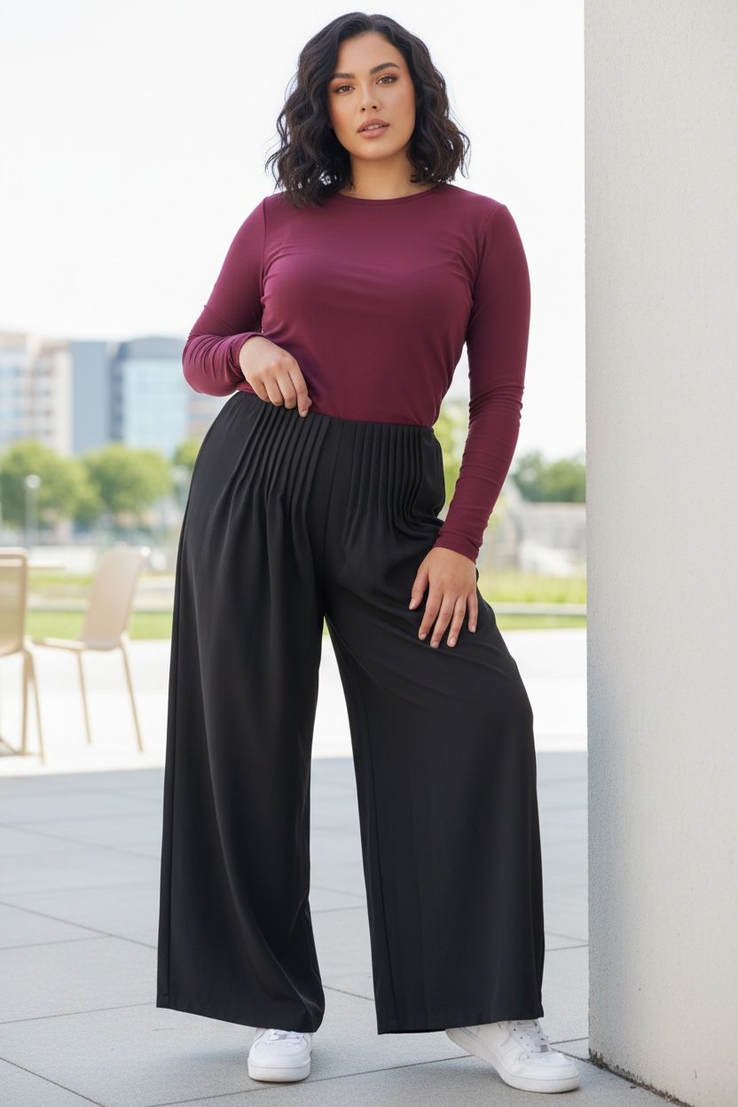 Calças Pantalonas Plissadas - 3 Cores Disponíveis