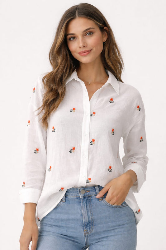 Camisa Branca Bordada - 2 Tamanhos Disponíveis